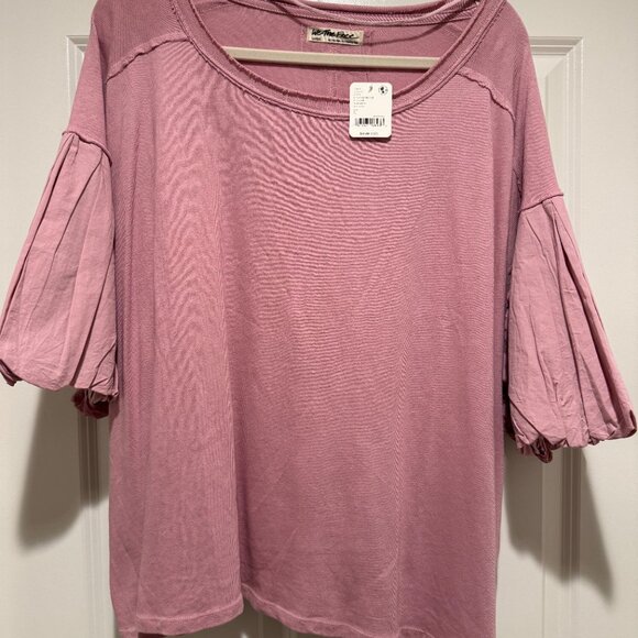 NWT We the Free Mauve Oversized Blossom Tee with Bubble Sleeve - Picture 3 of 3